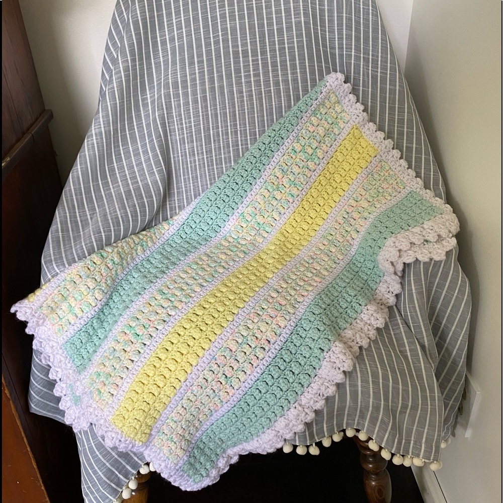 Hand Knit Baby Throw Blanket